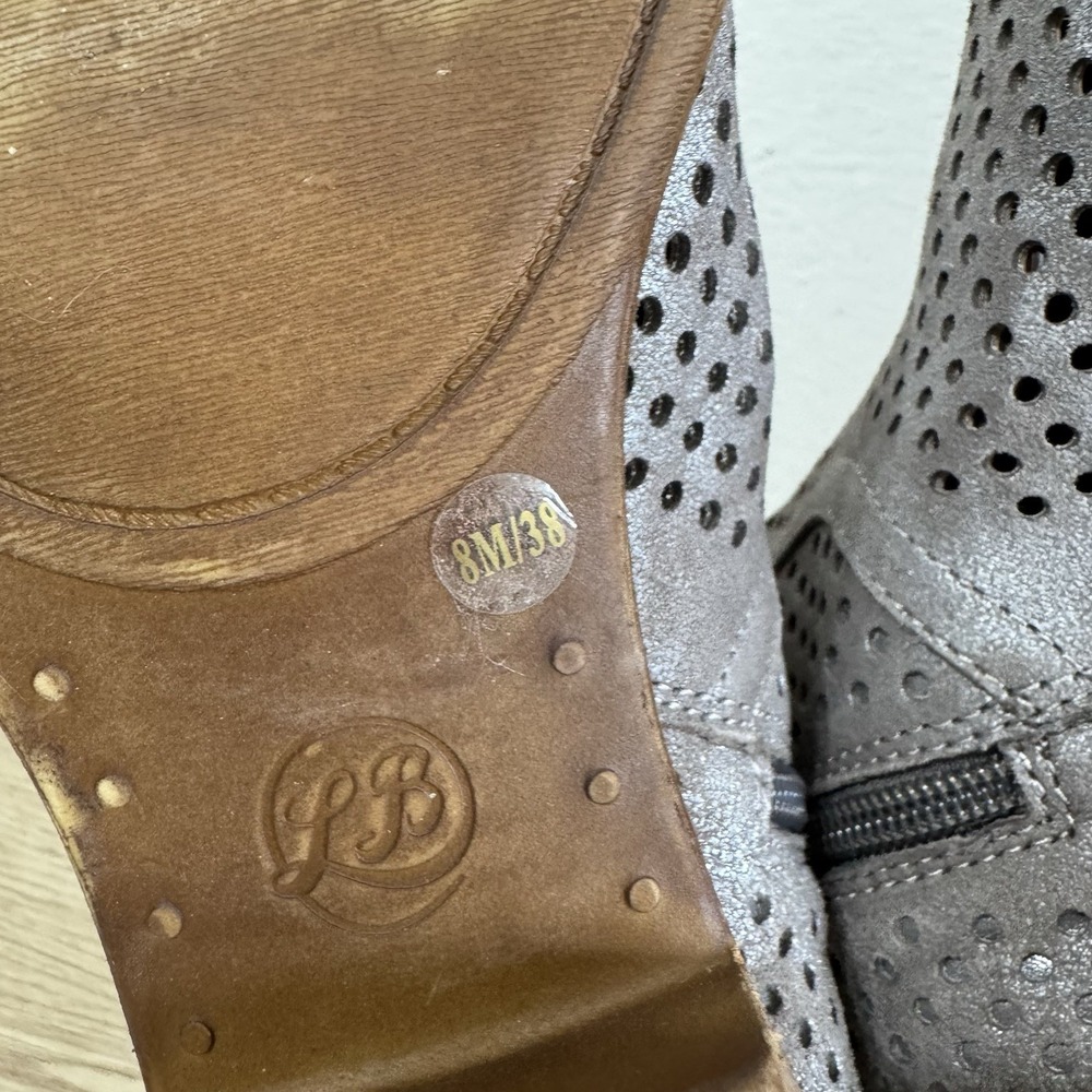 Lucky Brand Silver Gray Leather Mesh Ankle Boots Womens Size 8 M - Picture 10 of 12